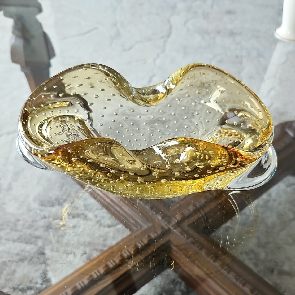 Art Glass Bowl - Luminous Gold - Vintage - Picture 4 of 12